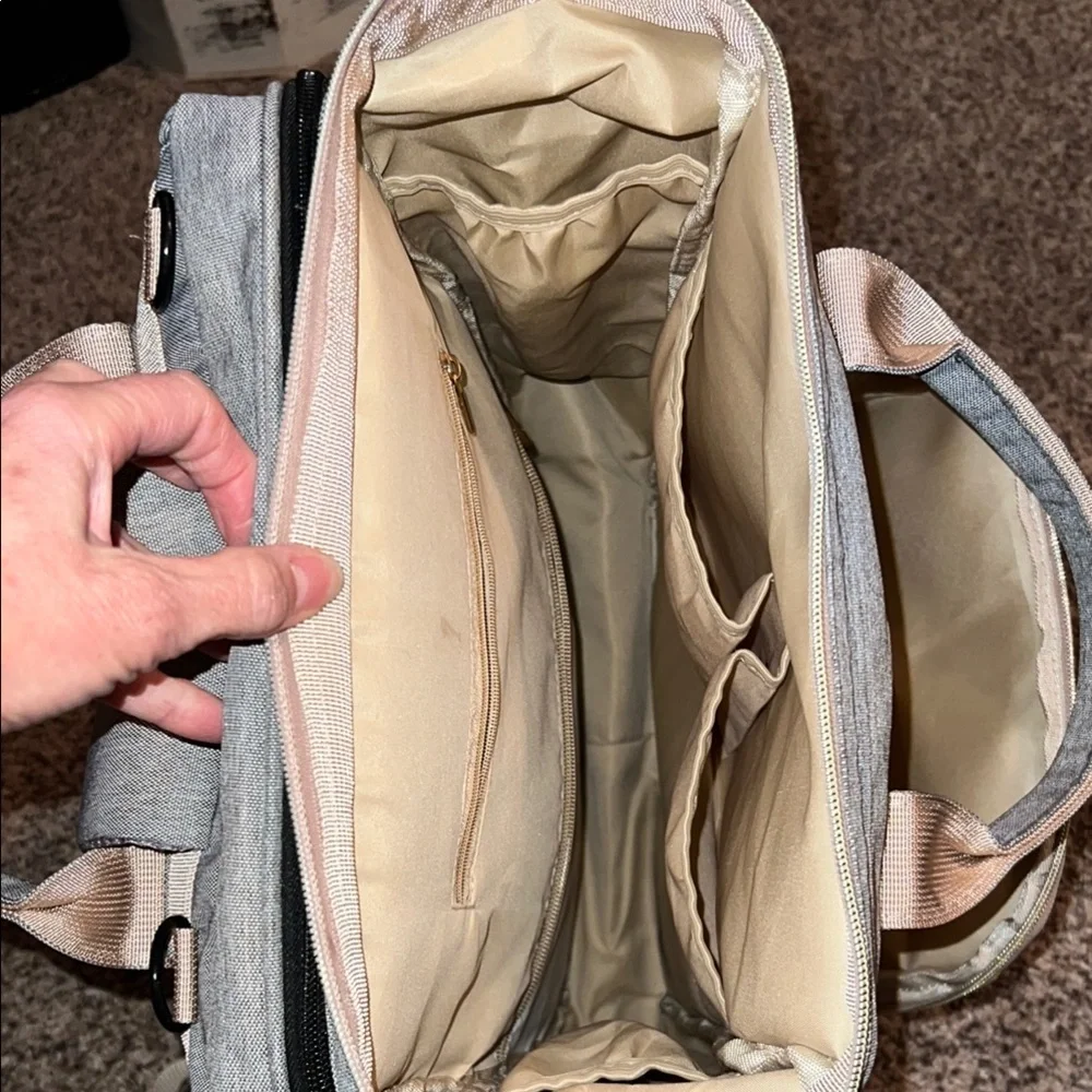 Diaper bag. Backpack. Gray Gender Neutral.